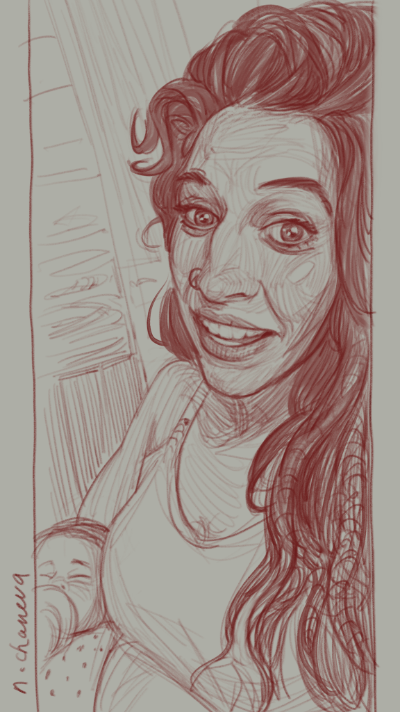 Digital portrait drawing from the 100 days, 100 portraits series by Neli Chaneva