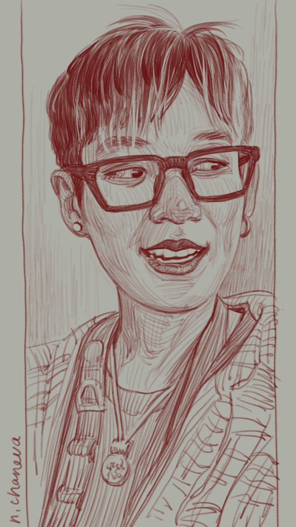 Digital portrait drawing from the 100 days, 100 portraits series by Neli Chaneva