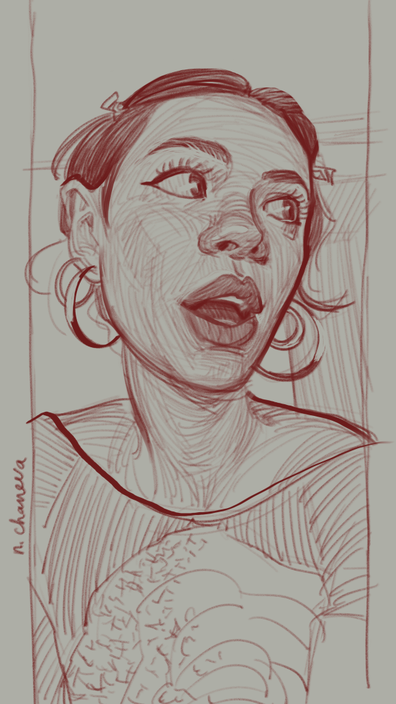 Digital portrait drawing from the 100 days, 100 portraits series by Neli Chaneva