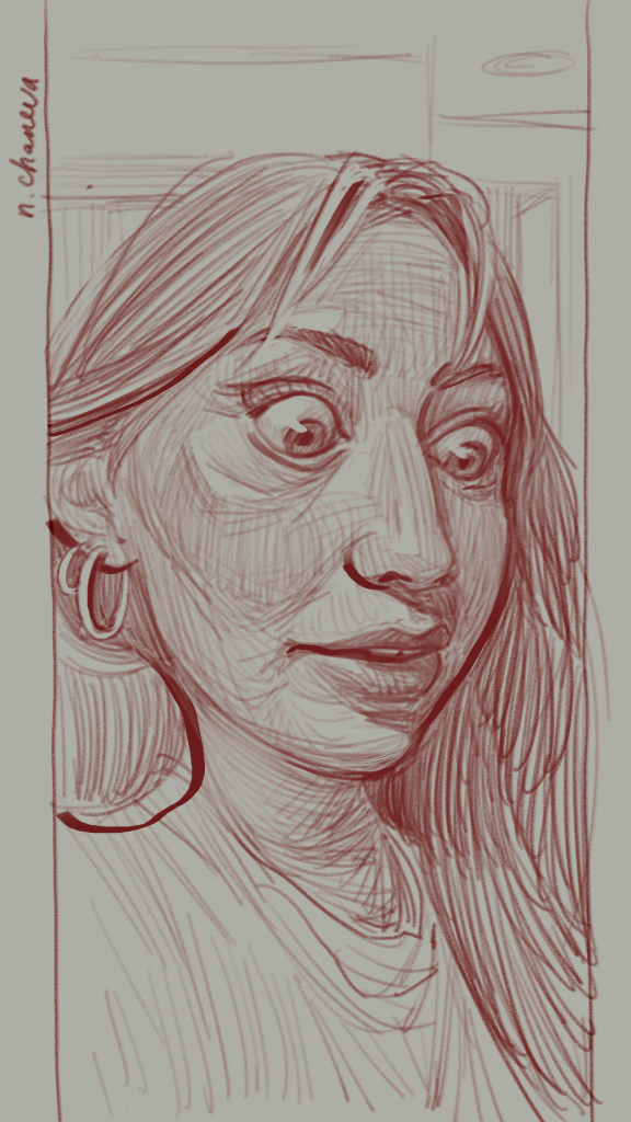 Digital portrait drawing from the 100 days, 100 portraits series by Neli Chaneva