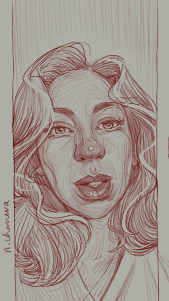 Digital portrait drawing from the 100 days, 100 portraits series by Neli Chaneva