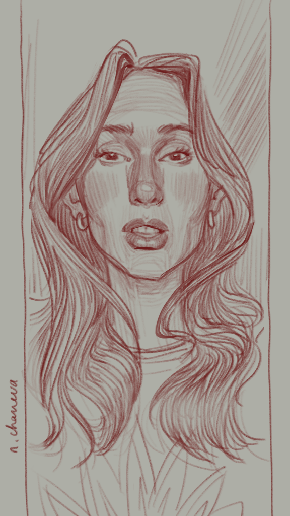 Digital portrait drawing from the 100 days, 100 portraits series by Neli Chaneva