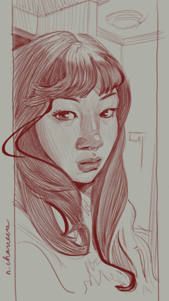 Digital portrait drawing from the 100 days, 100 portraits series by Neli Chaneva