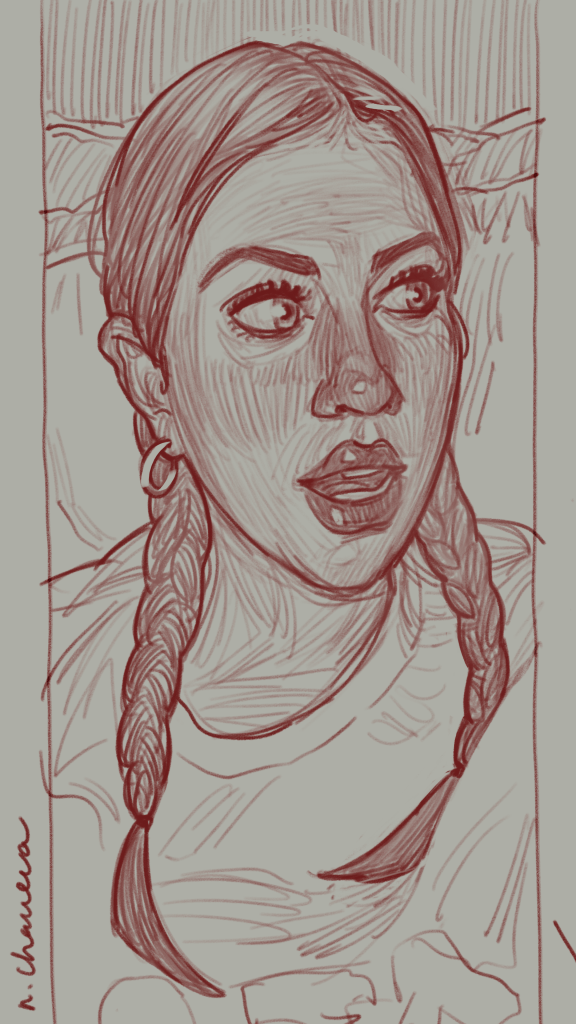 Digital portrait drawing from the 100 days, 100 portraits series by Neli Chaneva
