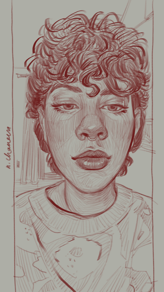 Digital portrait drawing from the 100 days, 100 portraits series by Neli Chaneva