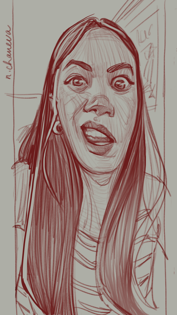 Digital portrait drawing from the 100 days, 100 portraits series by Neli Chaneva
