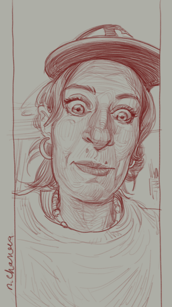 Digital portrait drawing from the 100 days, 100 portraits series by Neli Chaneva