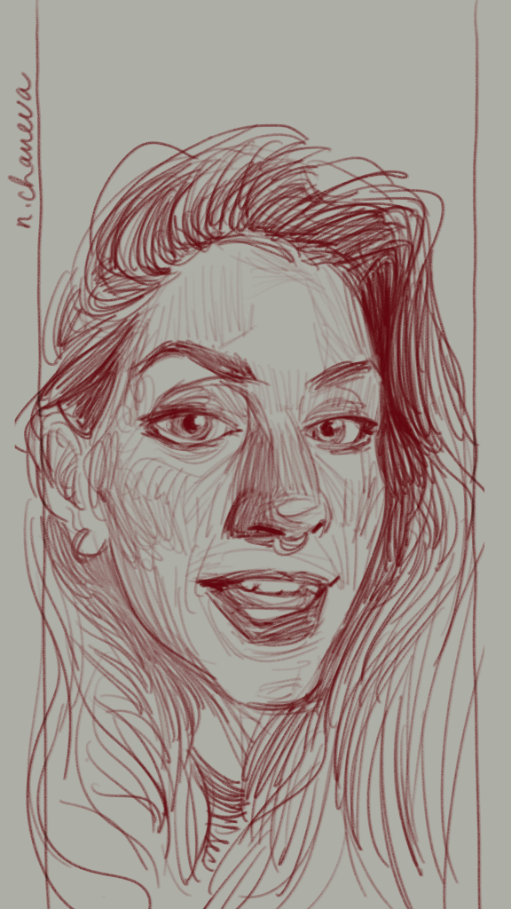 Digital portrait drawing from the 100 days, 100 portraits series by Neli Chaneva