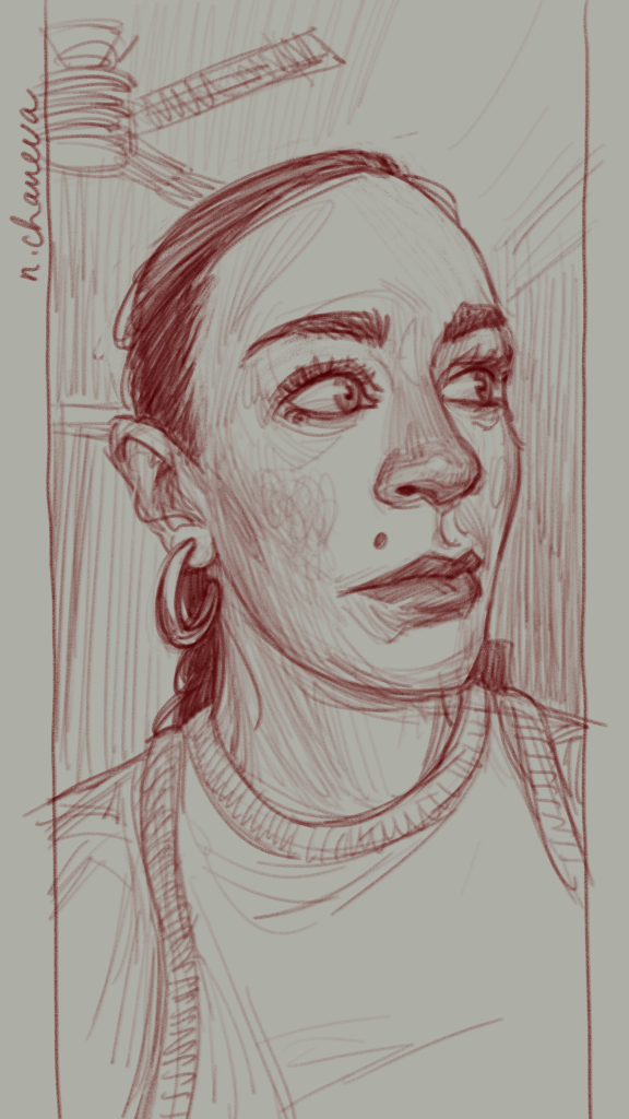 Digital portrait drawing from the 100 days, 100 portraits series by Neli Chaneva