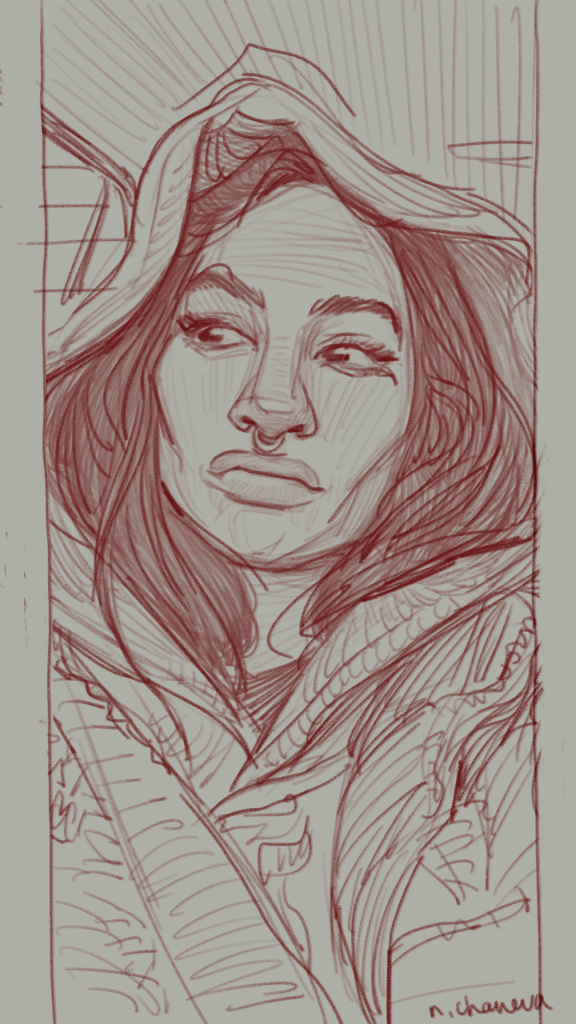 Digital portrait drawing from the 100 days, 100 portraits series by Neli Chaneva