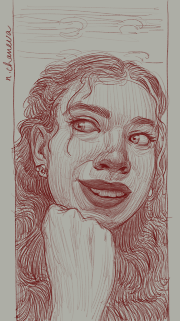 Digital portrait drawing from the 100 days, 100 portraits series by Neli Chaneva