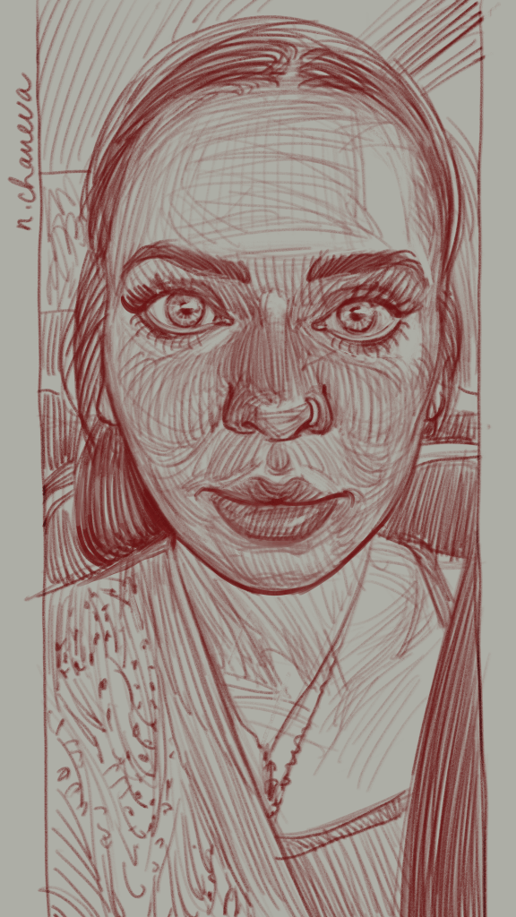 Digital portrait drawing from the 100 days, 100 portraits series by Neli Chaneva