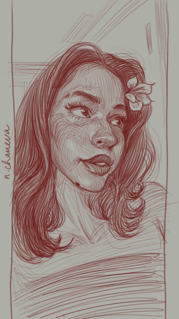 Digital portrait drawing from the 100 days, 100 portraits series by Neli Chaneva