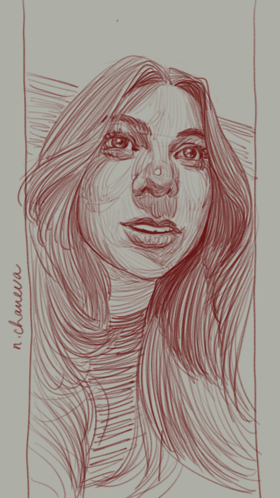 Digital portrait drawing from the 100 days, 100 portraits series by Neli Chaneva
