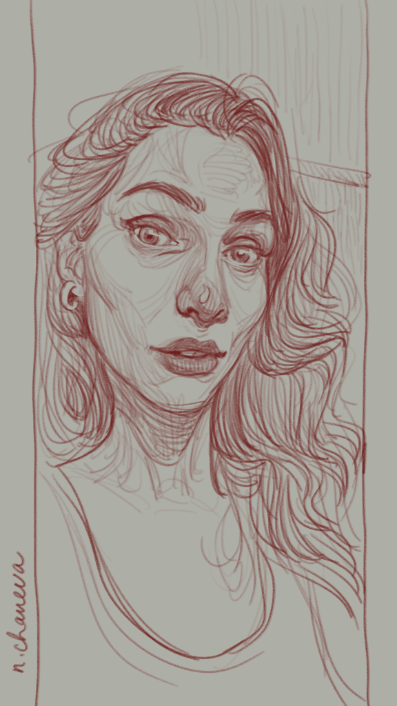 Digital portrait drawing from the 100 days, 100 portraits series by Neli Chaneva