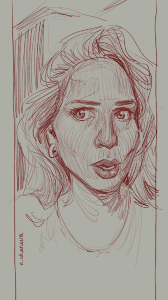 Digital portrait drawing from the 100 days, 100 portraits series by Neli Chaneva