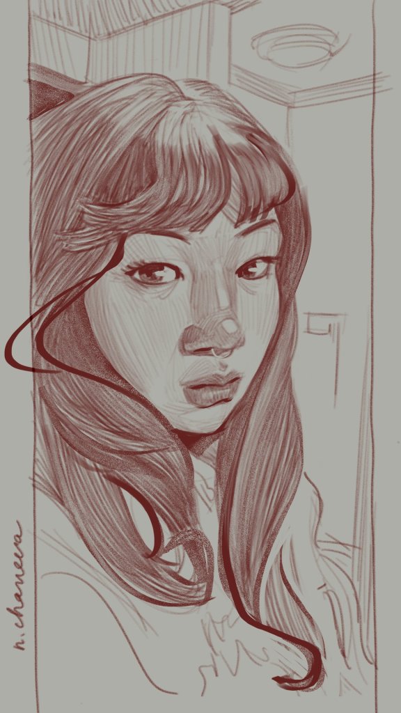 Portrait of @chiefuskweefus drawn by Neli Chaneva, day 98 of the 100 days, 100 portraits challenge